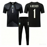 Camisa de Futebol Brasil Alisson Becker #1 Goleiro Equipamento Principal Infantil Mundo 2026 Manga Curta (+ Calças curtas)